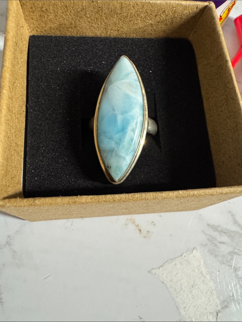 Marquise Larimar Cocktail Ring in Light Blue